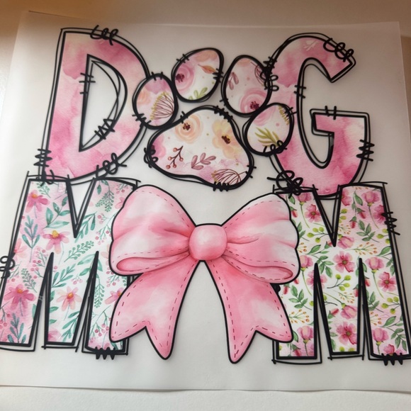 Blue Floral 'Dog Mom' Tee shirt designs - Picture 3 of 7